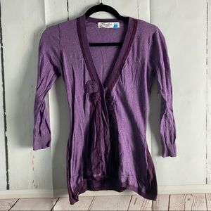 Anthropologie • Sparrow Purple Floral Rosette Cardigan